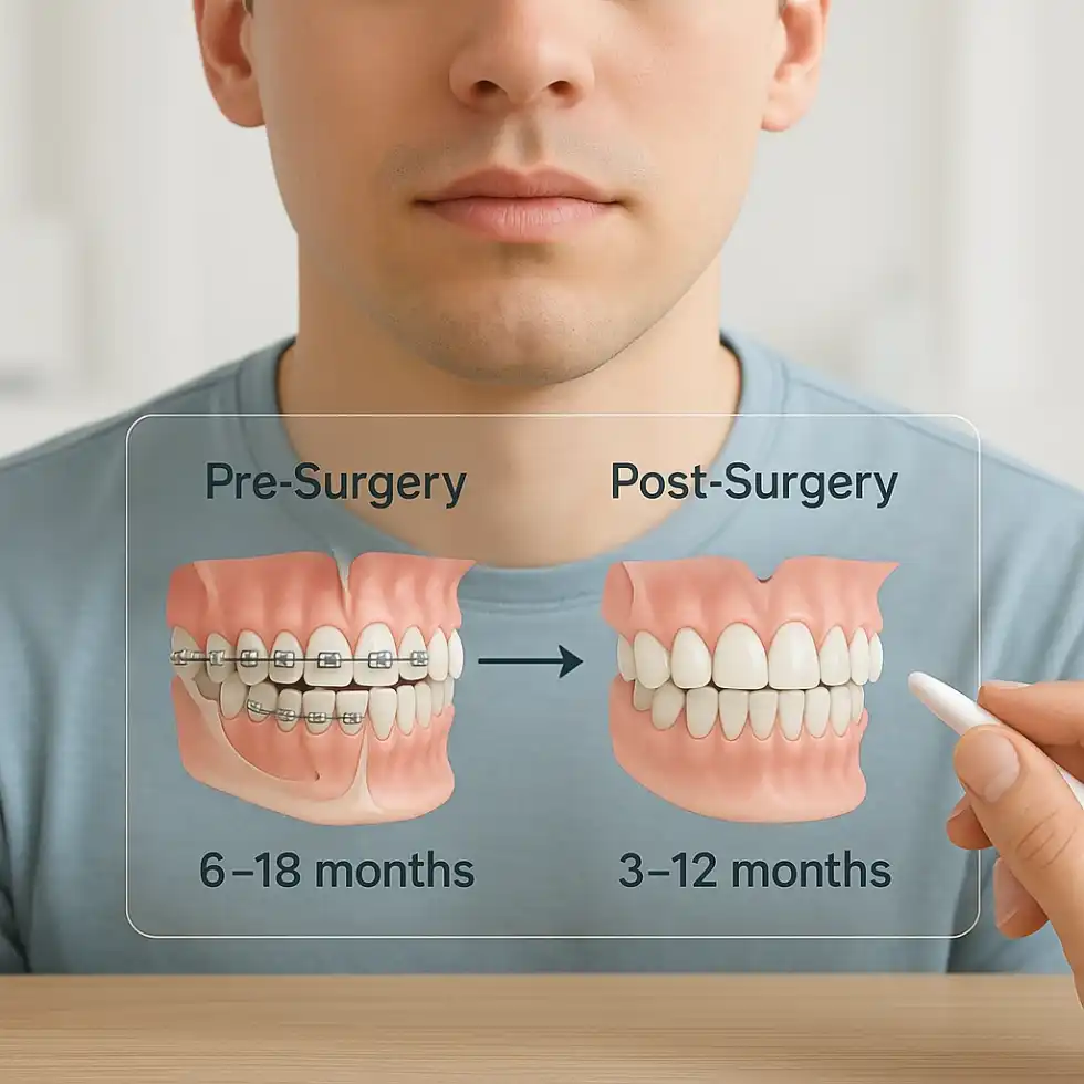 زمان لازم برای ارتودنسی در مراحل قبل و بعد از جراحی فک